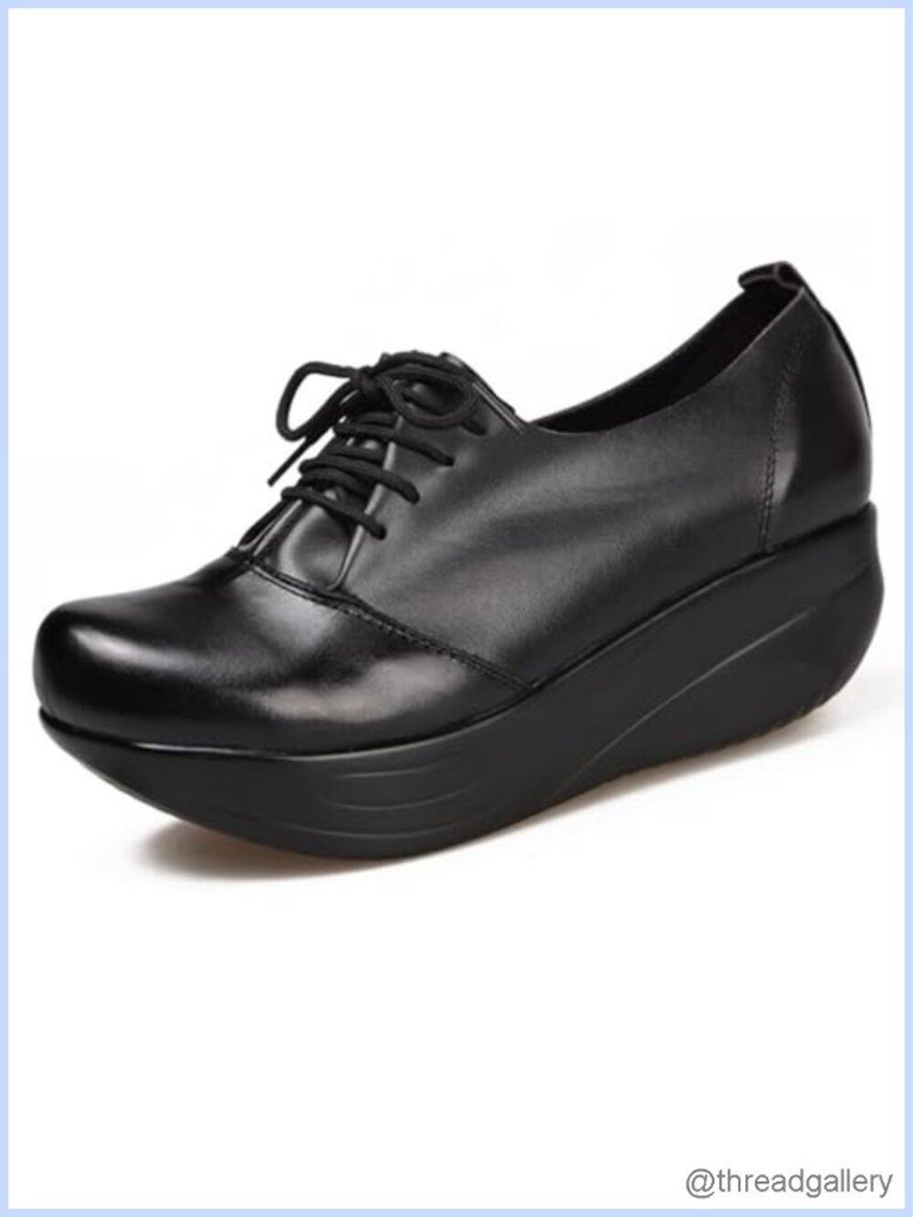 Lace Up Wedge Rocker Loafers with Arch Support Comfortable Round Toe Platform